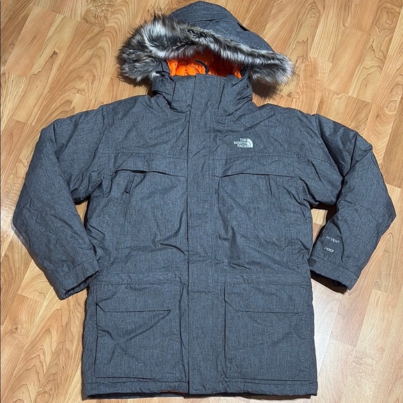 The North Face Gray Parka with Faux Fur Hood - Picture 1 of 7